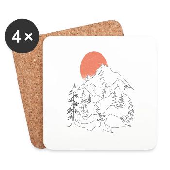 Montagnes Montagne Randonnées Randonnées Nature Nature Sommets - Dessous de verre (lot de 4) - blanc - Devant