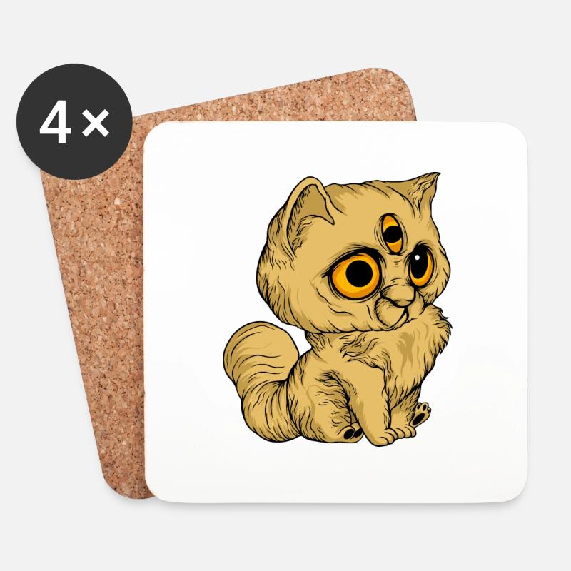 Lustige Katzen 14 - Untersetzer (4er-Set) - Weiß