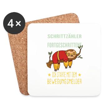 Schrittzähler Faultier Anti Laufen Faulpelz - Untersetzer (4er-Set) - Weiß - Vorne