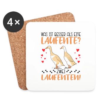 Laufente Laufenten witzig Geschenk - Untersetzer (4er-Set) - Weiß - Vorne