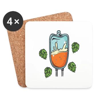 Bière goutte-à-goutte hôpital médecin secours boire secours - Dessous de verre (lot de 4) - blanc - Devant