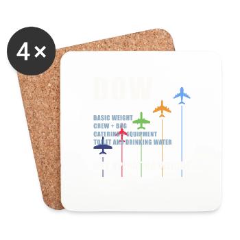 DOW Dry Operating Weight Flugzeug Gewicht Geschenk - Untersetzer (4er-Set) - Weiß - Vorne