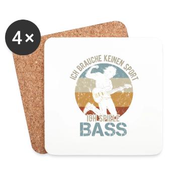 Ich brauche keinen Sport ich spiele Bass Geschenk - Untersetzer (4er-Set) - Weiß - Vorne
