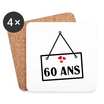 60 JAHRE. 60-jähriges JUBILÄUM. JUBILÄUM 60 JAHRE. Ann - Untersetzer (4er-Set) - Weiß - Vorne