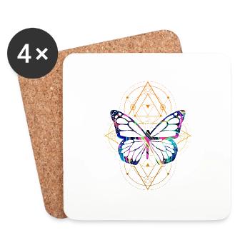 Butterfly Sacred Geometry by The Manzanita's - Coasters (set of 4) - white - Front
