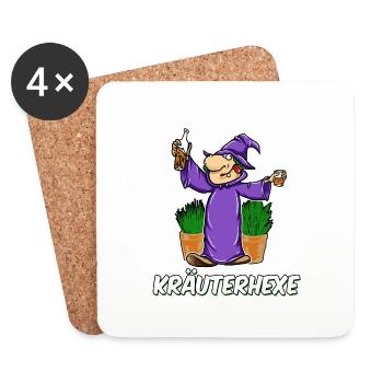 Kräuterhexe ich trinke gerne Kräuter Schnaps Tee - Untersetzer (4er-Set) - Weiß - Vorne