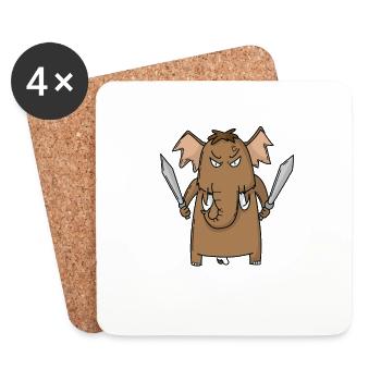 Mammoth with sword - Coasters (set of 4) - white - Front