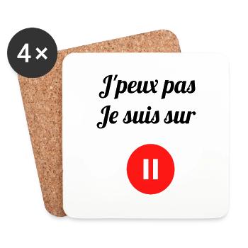 j'peux pas je suis sur pause - Dessous de verre (lot de 4) - blanc - Devant