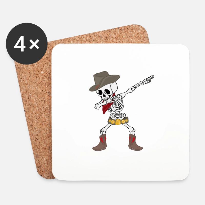 Dab Dance Skelett Cowboy Lustiges Halloween Kostüm - Untersetzer (4er-Set) - Weiß