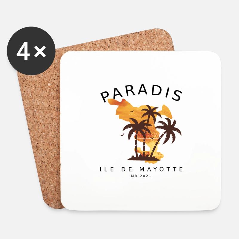 PARADIES INSEL MAYOTTE - Untersetzer (4er-Set) - Weiß