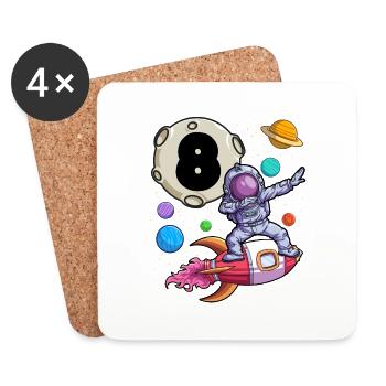 Dabbing Astronaut 8 Yrs Old Birthday Boy Space 8e - Dessous de verre (lot de 4) - blanc - Devant
