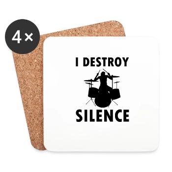 I Destroy Silence - Drummer Gift Drummer - Coasters (set of 4) - white - Front