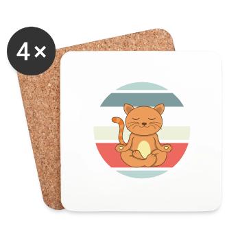 Namaste Meditierende Katze Yoga Katze - Untersetzer (4er-Set) - Weiß - Vorne