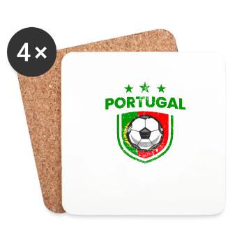 Retro Portugal Soccer Football Fan Country - Coasters (set of 4) - white - Front