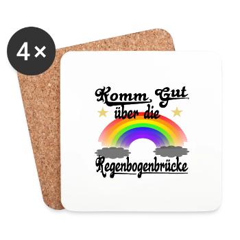 Regenbogenbrücke Gedanke Ruhe in Frieden - Untersetzer (4er-Set) - Weiß - Vorne