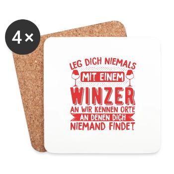 Leg Dich Niemals Mit Einem Winzer An Lustiges Winz - Untersetzer (4er-Set) - Weiß - Vorne