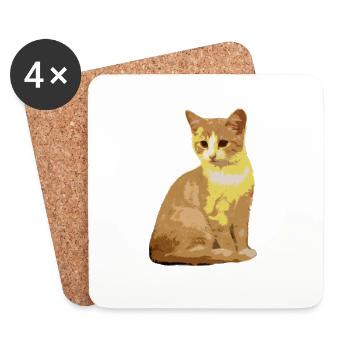 Chat Chat - Dessous de verre (lot de 4) - blanc - Devant