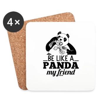 Panda bear eating hungry panda - Coasters (set of 4) - white - Front