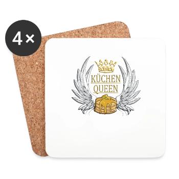 Küchenqueen Backen Design mit Kuchen - Untersetzer (4er-Set) - Weiß - Vorne