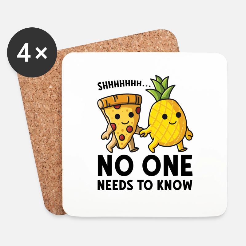 No One Needs to Know Pizza Hawaii Partnerlook - Untersetzer (4er-Set) - Weiß