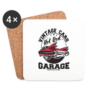 Hotrod Vintage Cars - Untersetzer (4er-Set) - Weiß - Vorne