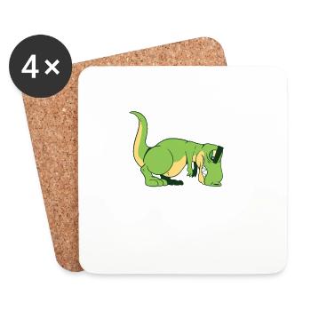 T-Rex Hasst Liegestütze Lustig Trex Pushups Dino - Untersetzer (4er-Set) - Weiß - Vorne