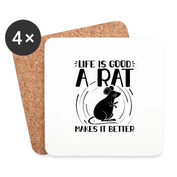 Rat Pet | Rodents Rats Animals Gifts - Coasters (set of 4) - white - Front