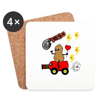 Peanut Fantasy Kids Play Car Driving Turbo - Dessous de verre (lot de 4) - blanc - Devant