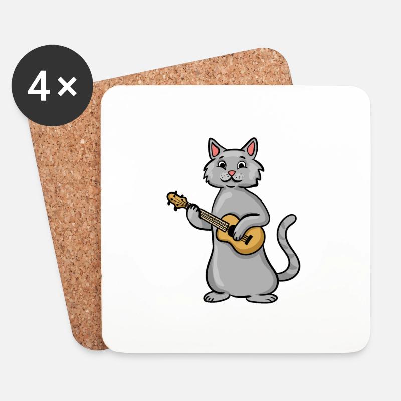 Ukulele Cat - Untersetzer (4er-Set) - Weiß