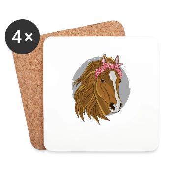 Cheval amateur de chevaux Cheval Bandana Reiterhof - Dessous de verre (lot de 4) - blanc - Devant