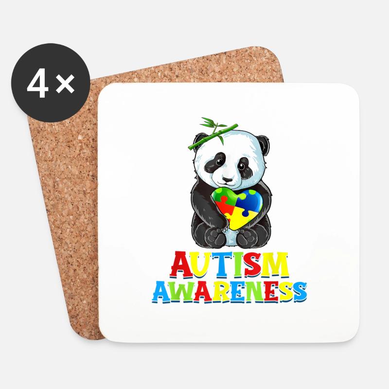 Panda Bunt Autismus - Untersetzer (4er-Set) - Weiß