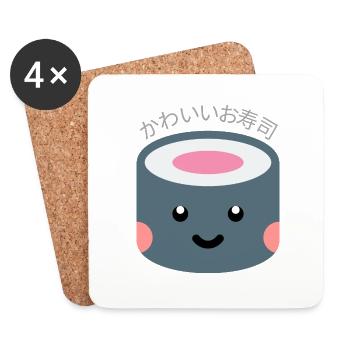 sushi kawaii - Dessous de verre (lot de 4) - blanc - Devant
