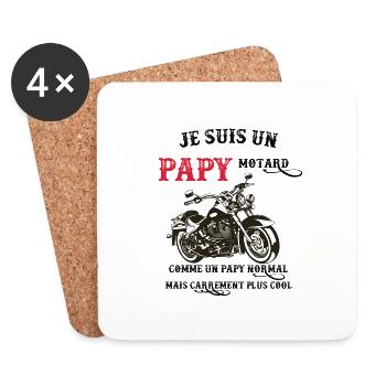 je suis un papy motard comme un papy normal - Dessous de verre (lot de 4) - blanc - Devant