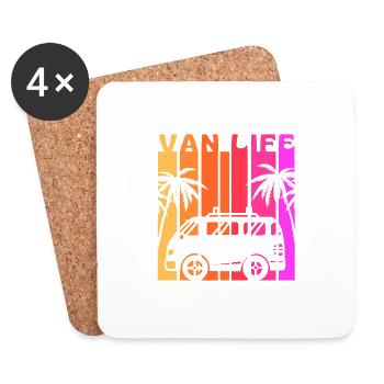 Van life - camping-car style de vie - Dessous de verre (lot de 4) - blanc - Devant