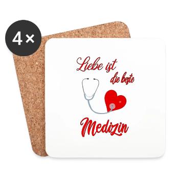 Liebe ist die beste Medizin - Untersetzer (4er-Set) - Weiß - Vorne