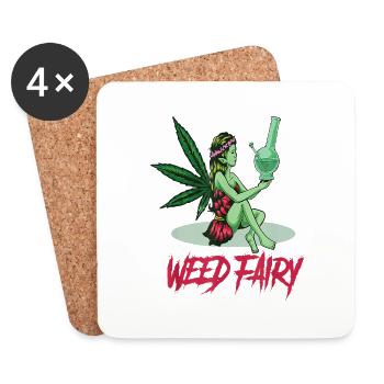 Cannabis Hanf THC 420 - Untersetzer (4er-Set) - Weiß - Vorne