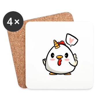 Huhn Einhorn - Untersetzer (4er-Set) - Weiß - Vorne
