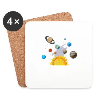 Solar System Space - Dessous de verre (lot de 4) - blanc - Devant