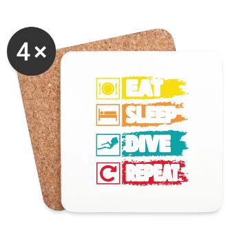 Eat sleep Dive repeat Scuba Diving - Coasters (set of 4) - white - Front