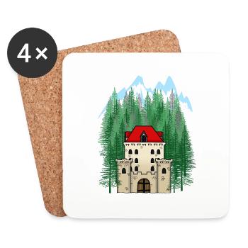 Castle Historical Middle Ages Fortress Castle House - Coasters (set of 4) - white - Front