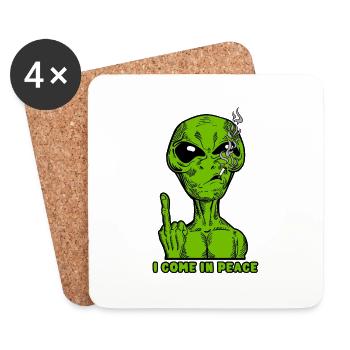 Kommen Sie in Frieden Alien UFO außerirdische Entführung - Untersetzer (4er-Set) - Weiß - Vorne