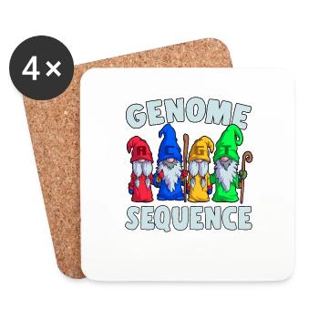 Séquence du génome Funny Gnome Biology Science Pun - Dessous de verre (lot de 4) - blanc - Devant
