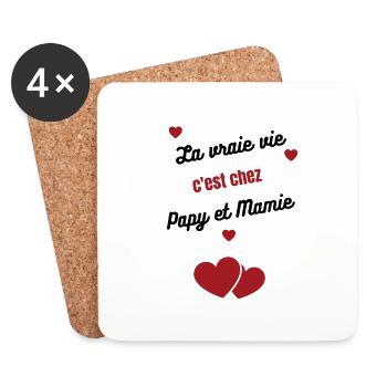 La vraie vie c'est chez Papy et mamie - Dessous de verre (lot de 4) - blanc - Devant