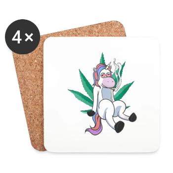 Cannabis Hanf THC 420 - Untersetzer (4er-Set) - Weiß - Vorne