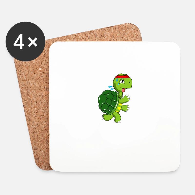 Joggende Schildkröte - Untersetzer (4er-Set) - Weiß