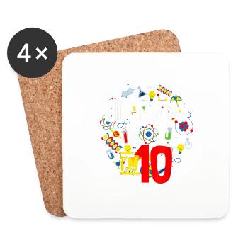 10. Geburtstag Happy Birthday Gamer Zocken Gaming - Untersetzer (4er-Set) - Weiß - Vorne