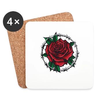 Rose In Barbed Wire - Coasters (set of 4) - white - Front