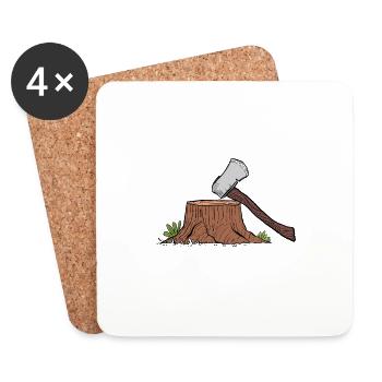 Wenn das Holz ruft muss ich gehen Spruch Geschenk - Untersetzer (4er-Set) - Weiß - Vorne