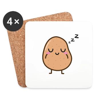 Potato Sleeping Kawaii - Coasters (set of 4) - white - Front
