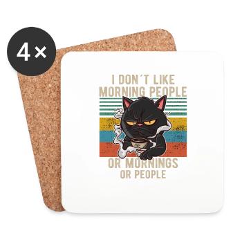 i dont like morning people cat cat coffee miau - Coasters (set of 4) - white - Front
